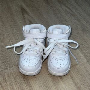 White Nike High-Top Air Force 1s with Velcro Stra
